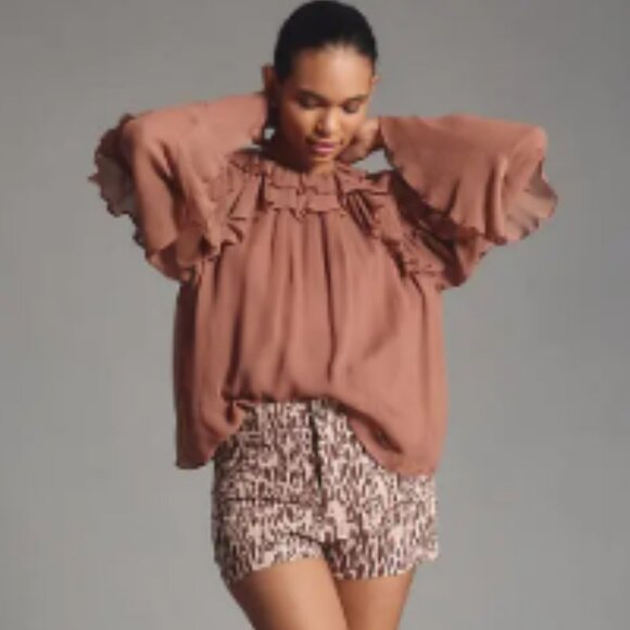 Brand New by Anthropologie Maeve Ettie High Rise Slim Printed Tailored Short - Picture 1 of 10